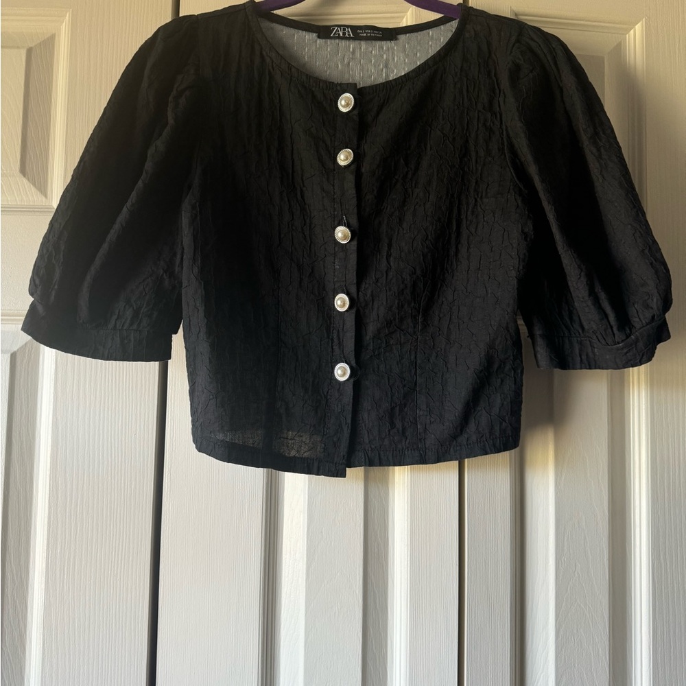 Zara Elegant Black Buttoned Top